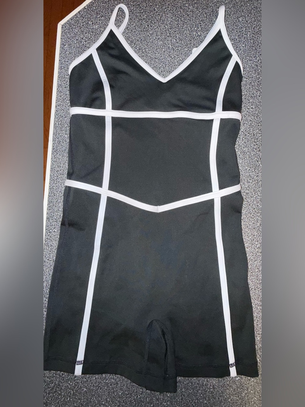 Jo & Jax Dance Biketard/Unitard Black W/White Trim Size Adult XS